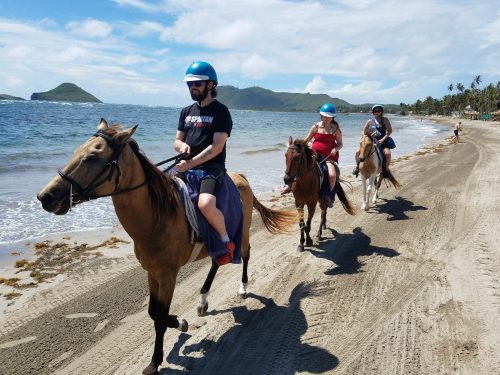 horse riding on beach